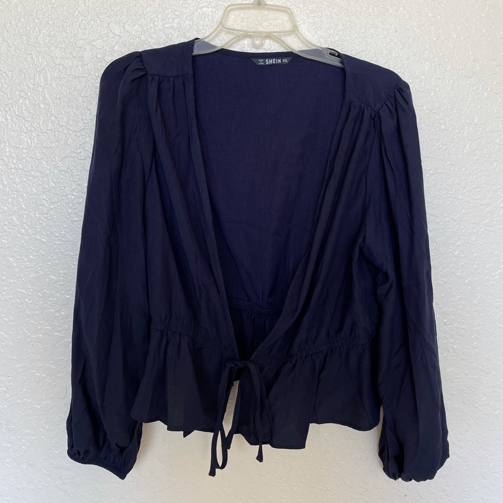 shein blouse w/ tie